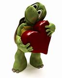 Tortoise Caricature hugging a heart