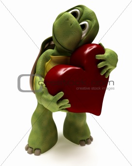 Tortoise Caricature hugging a heart