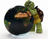 Tortoise Caricature hugging the earth