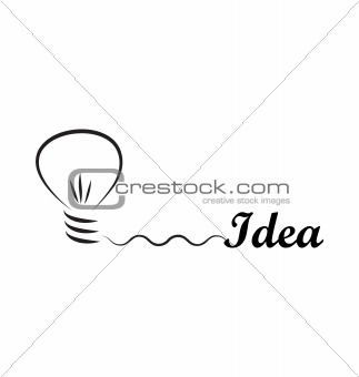 Idea word with hanging bulb
