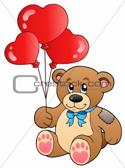 Cute teddy bear with balloons