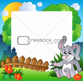 Easter frame with happy bunny