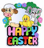 Happy Easter sign with animals