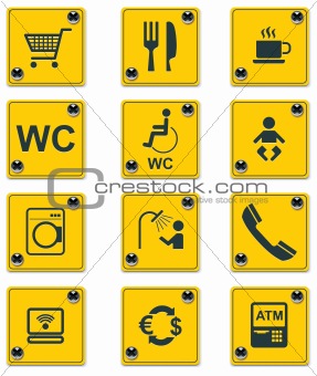 Vector roadside services signs icon set. Part 1