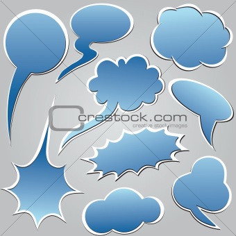 Blue dialog clouds.