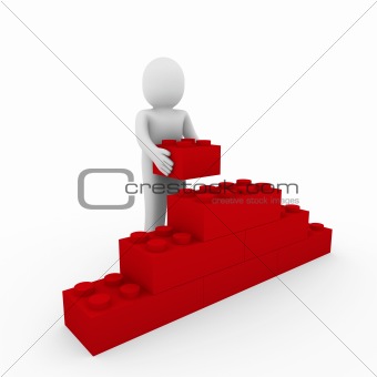 3d human red wall stone