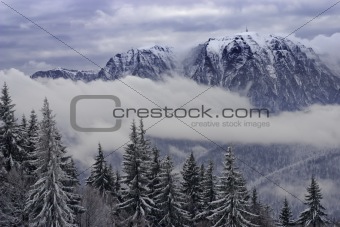 mountain peak by winter