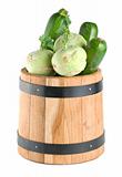 Vegetables in a wooden barrel