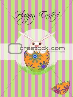 Happy Easter Bunny Hatching Egg