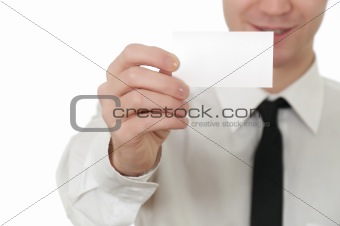 Man holding a card