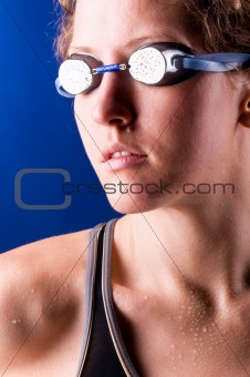 looking sideways woman swimmer
