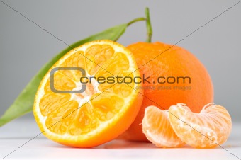 mandarin on a grey background