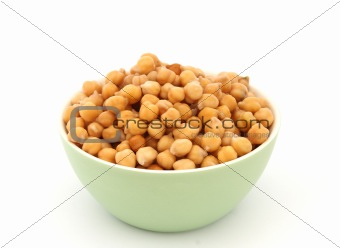 Chickpea in green bowl detail