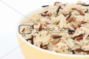 Detail of bowl with cooked rice of various types