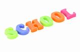 Word school from toy colourful letters