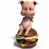 cute and funny toon pig served as a meal