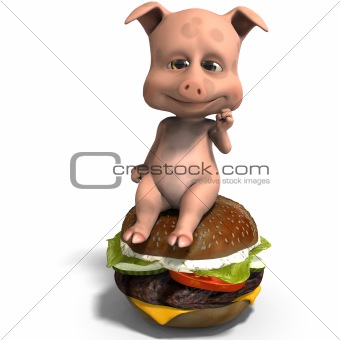 cute and funny toon pig served as a meal
