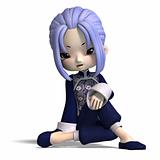 charming china cartoon figure in dark blue clothes
