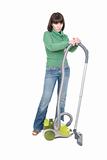 woman with vacuum