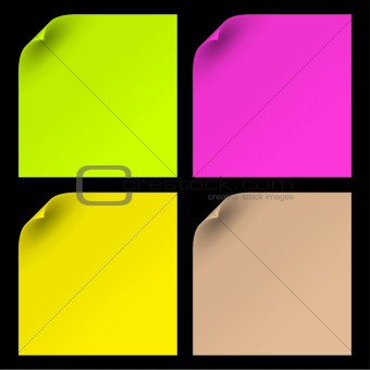 colorful sheets of paper with curled corners
