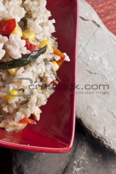 Healthy Chicken, Rice, Corn and Peppers Meal