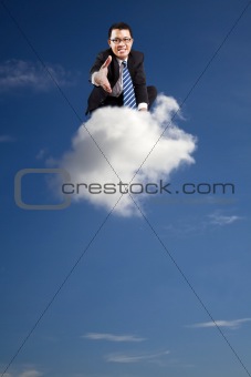 Welcome join cloud business .businessman welcoming handshake on the cloud