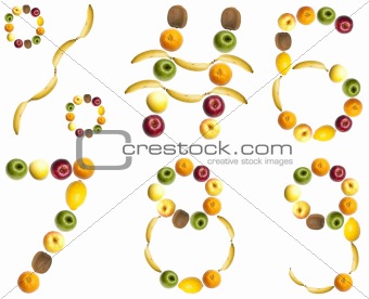 Digits made of fruits