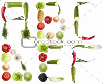 Letters made of vegetables