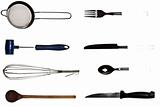 Collage of kitchen utensils