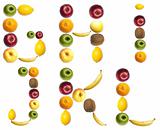 Letters made of fruits