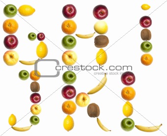 Letters made of fruits