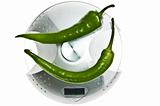 Green pepper on food scale