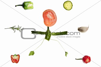 Human shape made of vegetables