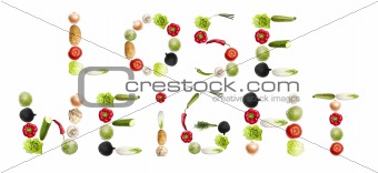 "Lose weight"words made of vegetables