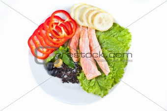 red fish in composition with vegetables