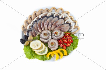 various sliced fish