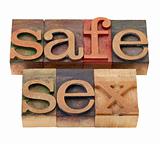safe sex words in wood fonts