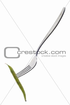 Green String Bean on Fork