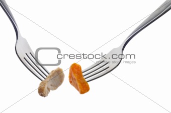 Sweet Potato and Chicken on  Forks