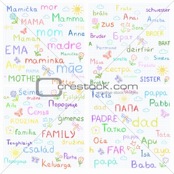Family - vector seamless background