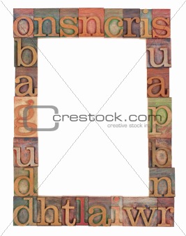 alphabet frame in letterpress type