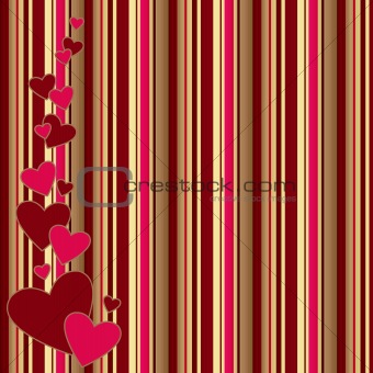 vintage striped background with hearts