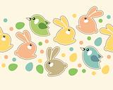 Seamless easter border with rabbits