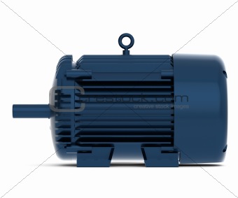 Rendered blue shiny electric motor