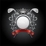 Сoat of arms with a golf ball and putters