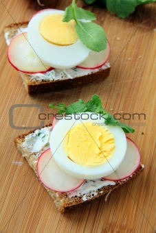 sandwiches with radishes and cottage cheese