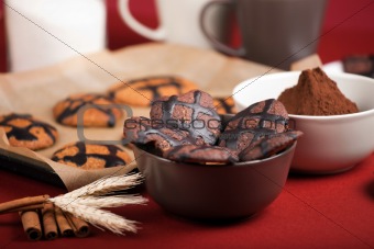 A plate of chocolate cookies