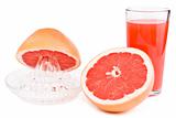 Juicer, cut a grapefruit and a glass of juice.