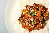 Sesame chicken with rice