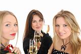 Group of three beautiful woman with glasses of champagne